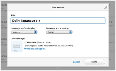 Create new course